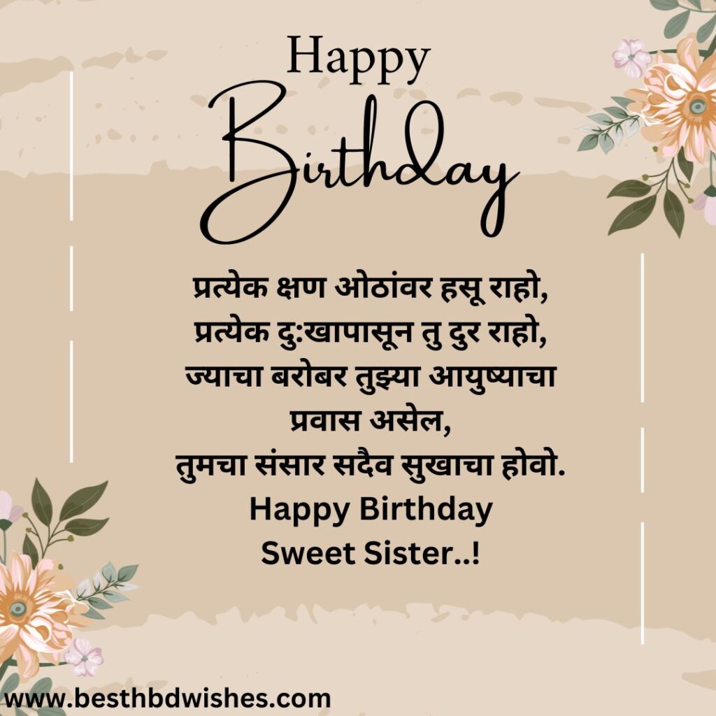 Birthday wishes in marathi sister मराठी बहिणीला वाढदिवसाच्या शुभेच्छा