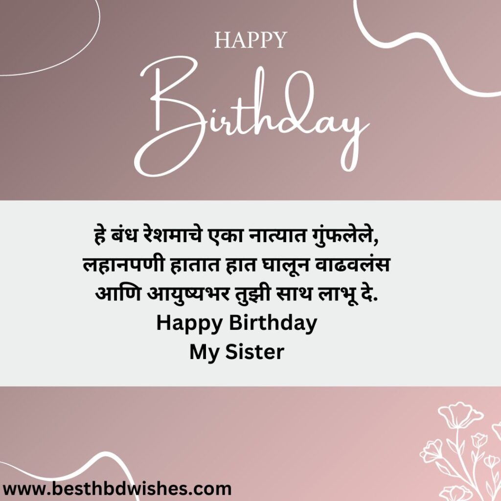 Birthday wishes sister in marathi बहिणीला मराठीत वाढदिवसाच्या शुभेच्छा