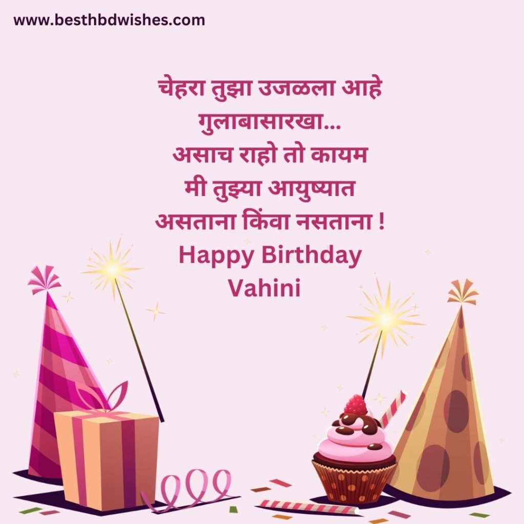 Birthday wishes to vahini in marathi वहिनीला मराठीत वाढदिवसाच्या शुभेच्छा