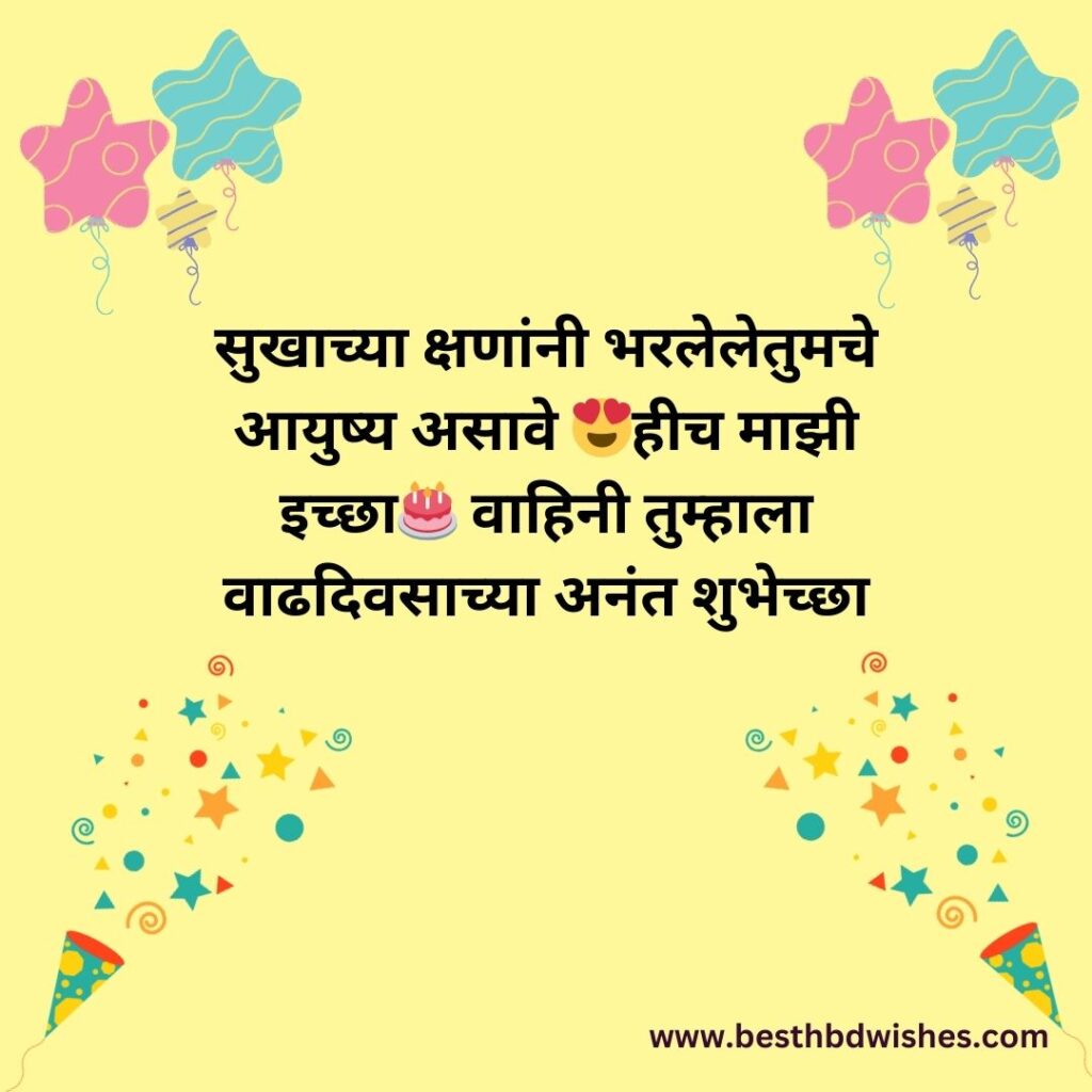 Birthday wishes vahini in marathi वहिनीला मराठीत वाढदिवसाच्या शुभेच्छा